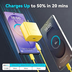 45W Super Fast Charger USB Type C Charger Cord 6.6FT with Android Phone Charger Fast Charging Block for Samsung Galaxy S26/S26 Ultra/S26+/S25/S25 Ultra/S25+/S24/S23/S22/S20/S21/Note 20/Note 10, Yellow