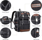 WITZMAN Canvas Travel Backpack for Men Large Laptop Backpack Fit 16 inch Carry-on Airline Approved Convertible Shoulder Rucksack(A6617-3 Black)