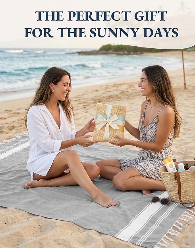 LANE LINEN Beach Towel, 2 Pack Beach Towels Oversized, 39"x71", Quick Dry Pool Towels for Adults, Absorbent Sandproof, Lightweight Travel Beach Towel - Alloy