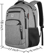 Volher Laptop Backpack,Business Travel Anti Theft Slim Durable Laptops Backpack,Water Resistant College Computer Bag for Women & Men Fits 15.6 Inch Laptop and Notebook - Grey