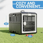 Pet Carrier with Pad, 26.4"Lx15.3"Wx18.8"H - Collapsible Travel Kit for Medium Cats & Dogs, Hard Plastic Wall Kennel for Indoor/Outdoor Use