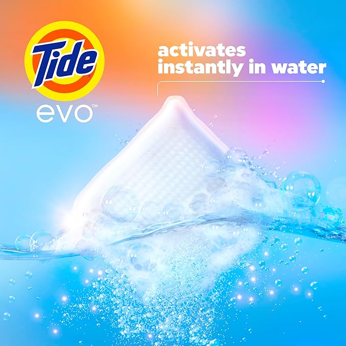 Tide evo Original Scent Laundry Detergent Fiber Tiles Works on 100% of Common Stains Safe for All Machines and Water Conditions Concentrated HE Compatible Clean and Instant Dissolve, 42 Count