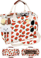 BESBESME Canvas Tote Bag for Women with Zipper & Compartments– Large Work & College Laptop Tote Crossbody Shoulder Bag