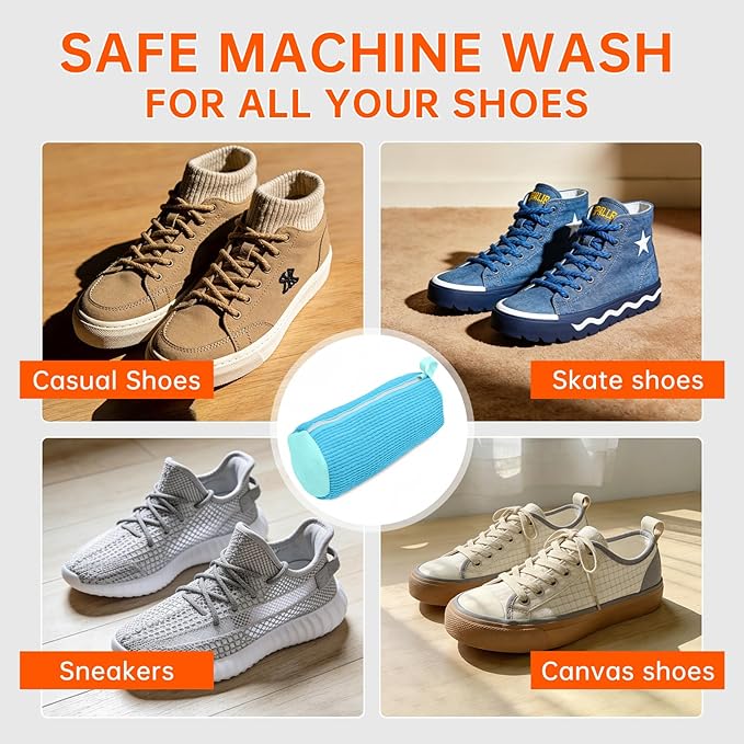 1PCS Shoes Washing Machine Bags, Laundry Shoe Bag for Washer and Dryer, Reusable and Durable Zipper Sneaker Shoe Washing Bag, Tennis Shoes Cleaning Bag for All Shoe Types (Blue)