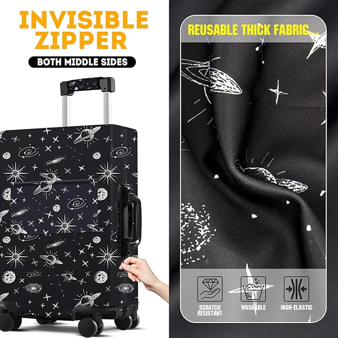 bvya Luggage Suitcase Covers for Luggage, Elastic Luggage Cover Protector Scratch Resistant Travel Essentials Suitcase Cover Fits 18 inch Luggage with Luggage Handle Cover and Luggage Tag