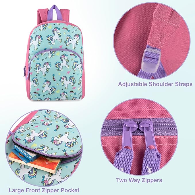 Trail maker 15 Inch Kids Backpacks for Boys & Girls | Preschool, Kindergarten, Elementary School Backpacks with Adjustable, Padded Straps (Upbeat Unicorns)