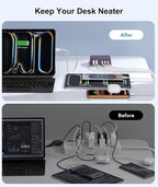 Fast Charger Block, GaN 6 Port USB C Charging Station Hub Cube, 100W Multiport Type C Wall Charger Power Strip Plug with PD 3.0+QC for iPhone 16 15 14 13 12 1 Pro Max XR XS 8 7, Samsung, iPad, Table