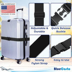 Luggage Straps for Suitcases - TSA Approved - Black, 4 PK - Premium Nylon Belts for Suitcase, Briefcase & Travel Bag - Adjustable Strap Length 46" - 78"