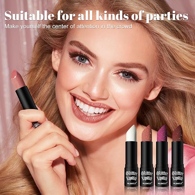 Badhare Shimmer Lipstick Liquid Lip Gloss Waterproof Matte - Long Lasting 12H Transfer Proof, Smudge Proof Full Coverage Non-Drying Glitter Lipstick with Sparkle Lip Stains