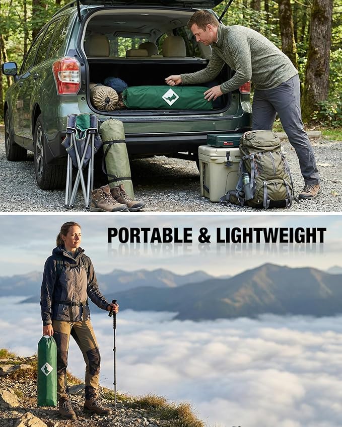 VILLEY Portable Camping Side Table, Ultralight Aluminum Folding Table with Mountain Silhouette Print and Carry Bag for Camping, Picnic, Beach, Travel