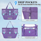 Fammart Mesh Beach Bag, Large Beach Tote with Zipper Pocket, Toys Pool Bag for Family Travel Vacation Cruise Essentials