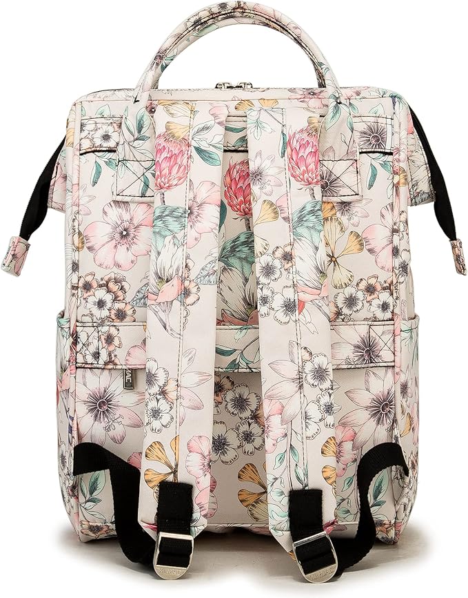 Kinmac Wide Open Style Laptop Backpack for Laptop Up to 15.6 Inch Men Women Travel Outdoor Backpack (Floral)