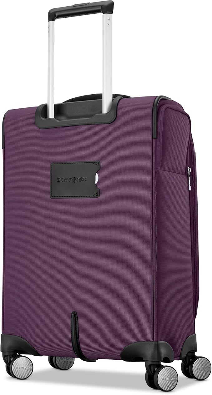 Samsonite Carry-On Soft-Sided Expandable 21-Inch Element Suitcase: Airline Approved for Most Major Airlines, Durable, 360° Spinner Wheels, Adjustable Handle, 2 Front & Side Pocket- Purple