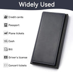 RFID Blocking Leather Passport Wallet for Travel – Slim Document Organizer with AirTag Slot, Card & Cash Holder for Men (Blue)