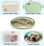 Fleece Fanny pack with Adjustable Strap for Women and Men Crossbody Bag Bum Bag, Waist Pack for Hiking Workout Sports Travel Light Green