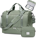 Travel Duffel Bag for Women, Carry-on Overnight Weekender Bags with Wet Pocket & Toiletry Bag, For Spirit Airlines 18x14x8 Personal Item Bag,Small,Olive Green