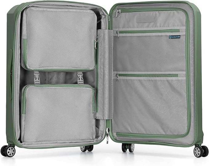 Traveler's Choice Pagosa Hardshell Expandable Luggage with Spinner Wheels, Green, 2-Piece Set (22/26)