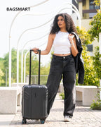 BAGSMART Expandable Carry On Luggage 22x14x9 Airline Approved, 1OO% PC Lightweight Hard Shell Suitcase, 20 Inch Travel Luggage with Spinner Wheels, Waterproof Rolling Suitcase, Black