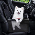 GENORTH Dog Car Seats for Small and Medium Dogs,Portable Puppy/Pet Car Booster Seat with Clip-On Leash and Mesh Window for Pet Up to 20 lbs