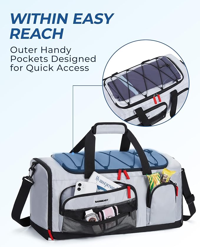 BAGSMART Gym Bag for Women & Men, 35L/63L Sports Travel Duffel Backpack with Shoe Compartment Laptop Compartment, Water Resistant Carry On Weekender Bag for Airplane