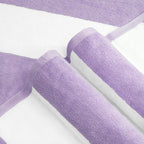 CLOWOOD Plush Oversized Beach Towel - Cotton 40 x 70 Inch Large Thick Purple Striped Cabana Pool Swimming Towel