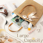 Trifabricy Beach Bags for Women, Large Straw Beach Bag, Beach Tote Bag Shoulder Handbags, Straw Bag Beach Purse for Summer
