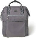 Baggallini Soho Backpack - Travel Laptop Backpack for Women - Lightweight Water-Resistant Luggage Bag, Smoke/Faux Python