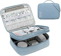 Lanola Electronic Accessories Case,Electronics Travel Organizer, Portable Double Layer Cable Storage Bag for Cord, Charger, Flash Drive, Phone, SD Card,Flash Drive,Adapter - Light Blue