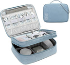 Lanola Electronic Accessories Case,Electronics Travel Organizer, Portable Double Layer Cable Storage Bag for Cord, Charger, Flash Drive, Phone, SD Card,Flash Drive,Adapter - Light Blue