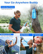 Waterdrop Gravity Water Filter Straw, Camping Water Filtration System, Water Purifier Survival for Travel, Backpacking and Emergency Preparedness, 1.5 gal Bag, 5 Stage Filtration, Pack of 2