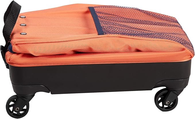 Handy Sandy Haul-It Foldable Rolling Tote – Patented Heavy-Duty Utility Bag with 8 Spinner Wheels, – Reusable Grocery Cart, Laundry Carrier, Travel Tote, Commuter Bag for Shopping & More- Orange