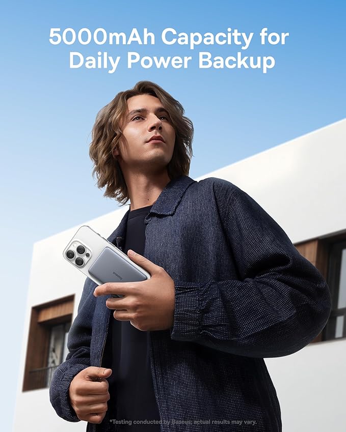 Baseus 0.3" Ultra Slim 5000mAh MagSafe Portable Charger with USB-C Braided Cable&Baseus Qi2 Certified 15W Wireless Magnetic Power Bank 10000mAh with USB-C Cable