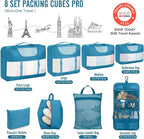 Veken 8 Set Packing Cubes for Travel Essentials, Suitcase Organizer Bags in 4 Sizes, Carry-On Luggage Accessories with Large Laundry & Hanging Toiletry Bag, Must-Have for Airplane, Road Trip & Camping