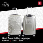 FUL Disney Mickey Mouse 30 Inch Rolling Luggage, Hardshell Suitcase with Spinner Wheels, Silver
