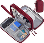 CAOODKDK Electronics Accessories Organizer Pouch Bag, Travel Universal Organizer for Cable, Charger, Phone, SD Card, Business Travel Gadget Bag (Wine Red)