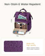 LOVEVOOK Laptop Backpack for Women with Giant Tumbler Holder Pocket,18 inch Waterproof Travel Backpack Purse Computer Laptop Bag,Professional Work College Nurse Teacher Backpack Daypack,Dark Purple