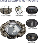 Women Weekender Travel Duffle Bag: Travel Duffel Overnight Bags with Shoe Compartment Large Carry on Tote with Toiletry Bag Weekend Traveling Yoga Gym Hospital Bag for Women with Wet Pocket Cheetah