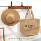 Tavaleu Straw Beach Bags for Women, Large Beach Bag Summer Woven Tote Bag Travel Shoulder Handbags for Holiday