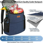 Camping Cooler Backpack 30 45 Cans, Soft Backpack Coolers Insulated Leak Proof Travel Cooler Bag Waterproof Lunch Picnic Beach Work Trip Thermal Bag Drink Beverage Beer Bag Cooler