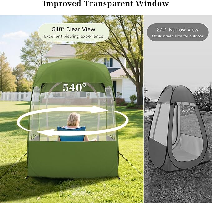 Raynesys Sports Tent, Portable & Foldable Pop Up Tents Shelter with Carry Bag, Instant Weather Proof Clear View Bubble Tent for Fishing, Camping, Watching Sports Events