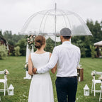 G4Free 52 inch Clear Bubble Umbrella, Large Canopy Transparent Dome Coverage Stick Umbrella, J Hook Handle European Style for Weddings,Prom,Graduation and Outdoor Events
