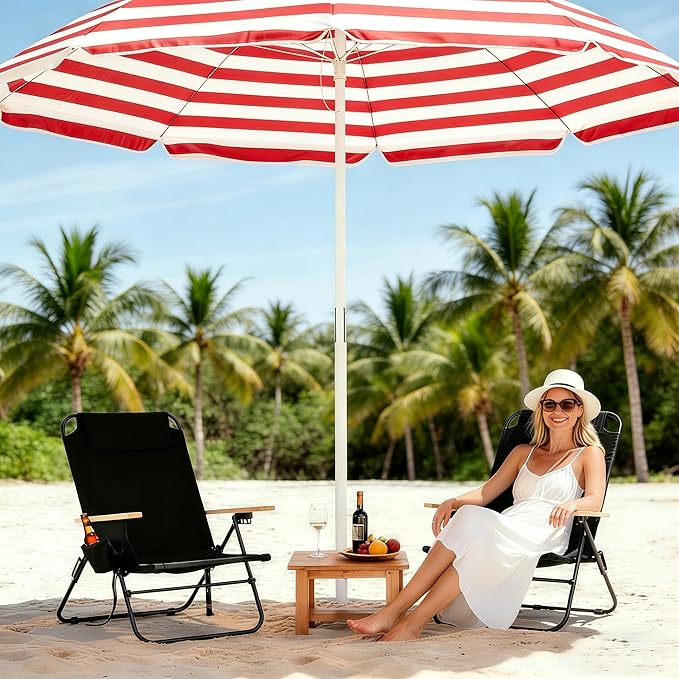 2 Pack Lightweight Portable Recliners Chair for Adults, Outdoor Lay Flat Folding Beach Chairs with 5 Positions, Backpack Beach Chair with, Zipper Pouch, Cup Holder, No Towel Bar, Black