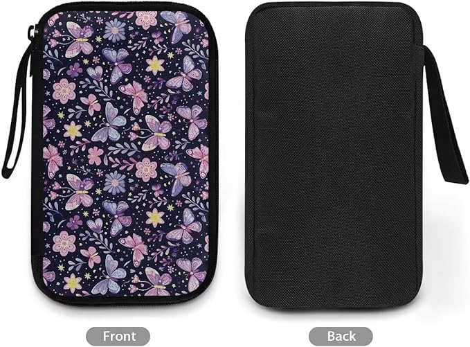 Purple Butterfly Electronic Organizer Cable Organizer Bag Travel Bag Cable Organizer Pouch Electronic Accessories Carry Case for SD Card Charger Phone Earphone Tech Pouch