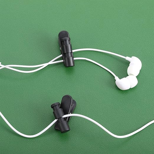 Bremorou 5 Pack Headphone Clips for Earphone Wire Earphone Microphone Cable Clips Cord Clamp Hooks Collar Clamp Clip Earphones Winder Earbud Cable Clip Clamps Hooks Black for Most Headset Wire