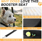 HiPetpy Dog Car Seat 6" Elevated Memory Foam Booster Seat for Small Medium Dogs Under 35 lbs with Pet Blanket, Washable Pet Car Seat with Safety Leash, Anti-Slip Base and Storage Pockets