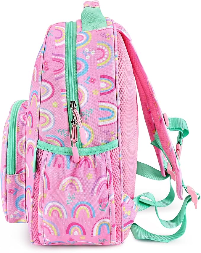 mibasies Toddler Backpack for Girls 2-4: Cute Kids Backpacks for Girls - Preschool Kindergarten Backpack - Rainbow Pink