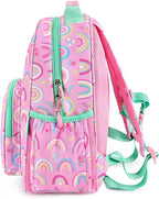 mibasies Girls Backpack 5-8: Lightweight Kids Backpacks for Girls - Girl Bookbag for Elementary School - Rainbow Pink