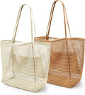 KALIDI Beach Nylon Mesh Tote Bag, Casual Tote Bag Hobo Women Foldable MAX 23L Shoulder Bag For Beach Picnic Vacation