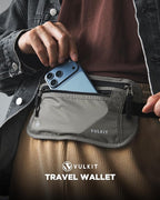 VULKIT Money Belt for Travel, Hidden Passport Holder, Anti-Theft Travel Wallet Under Clothes, RFID Blocking Waist Pouch, Undercover Fanny Pack, Cool Gray