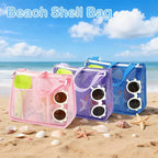 Fammart Mesh Beach Bag, Large Beach Tote with Zipper Pocket, Toys Pool Bag for Family Travel Vacation Cruise Essentials